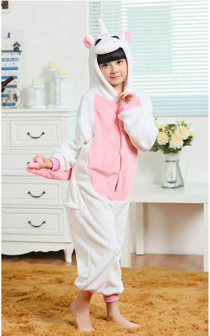 Image du produit MU Classic Costume de licorne - Onesie Pyjama licorne pour enfants taille 125 - blanc/rose