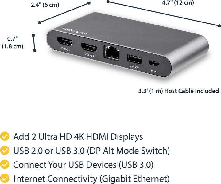 Actual product image StarTech DK30C2HAGPD (USB-C, 4 Ports)