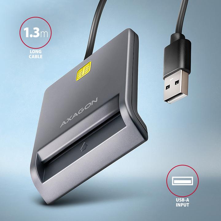 Actual product image Axagon CRE-SM3T, USB-A FlatReader čtečka kontaktních karet Smart card (eObčanka), cable (USB 2.0)