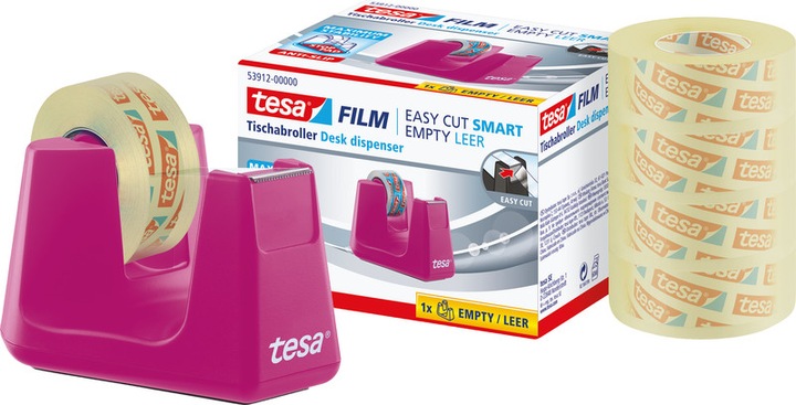 Image du produit tesa Dévidoir de ruban adhésif EASY CUT SMART pour tables, avec technologie antidérapante, 4 rouleaux de