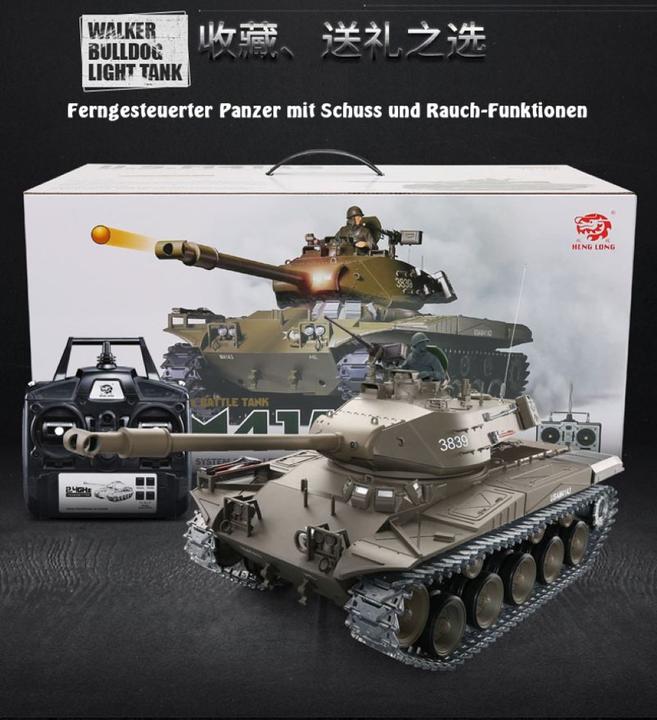 Immagine prodotto Es-toys Carro armato RC M41 A3 "WALKER BULLDOG" Heng Long 1:16 con R&S, cambio in metallo e cingoli in (RTR pronto all'uso)