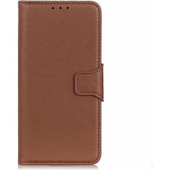 MU Classic Litchi Leder Bookcover Series (Motorola Edge), Smartphone Hülle, Braun