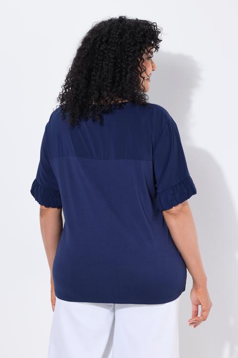 Actual product image Ulla Popken Mixed Material Ruffle Cuff Tee (42)