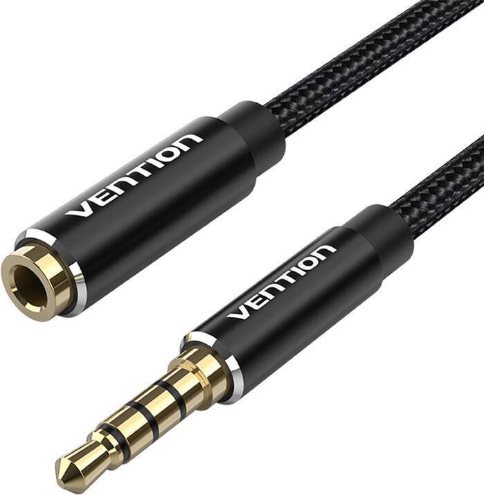 Actual product image Vention TRRS 3.5mm Male to 3.5mm Female Audio Extender 5m BHCBJ Black (5 m, 3.5mm jack (AUX))