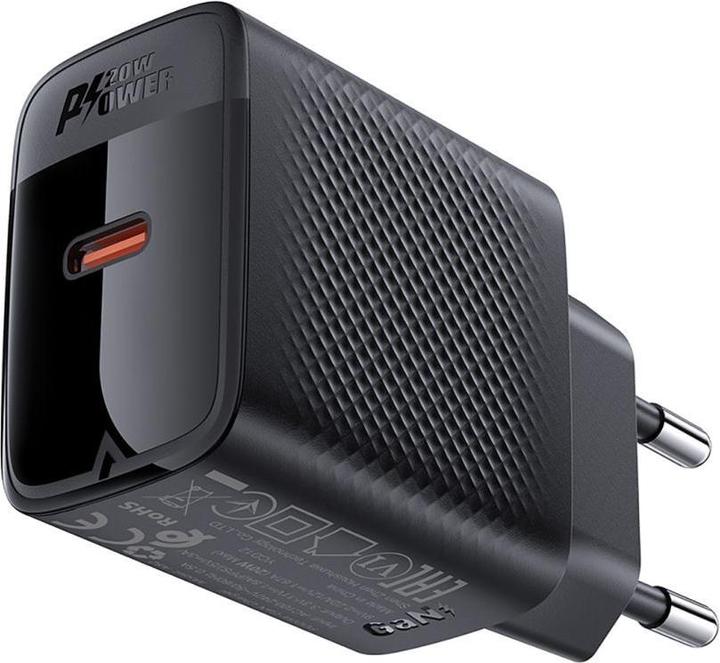 Productafbeelding Acefast A82 GaN USB-C PD 20W netwerkoplader - zwart (20 W, 1 portie)