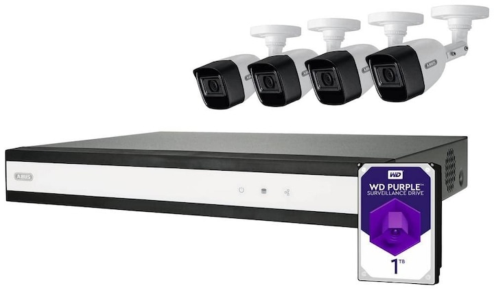 Productafbeelding Abus Complete set met hybride videorecorder en 4 analoge minibuiscamera's (2560 x 1944 pixels, 1920 x 1080 Pixels)