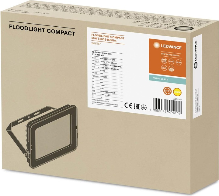 Actual product image Ledvance FL COMP V 50W 830 SY (4500 lm, IP65)
