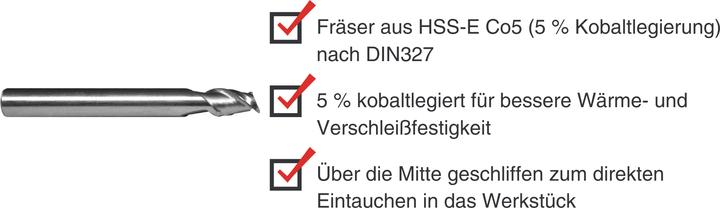 Immagine prodotto Paulimot Langlochfräser Ø 5,0 mm 45°, 2-schneidig