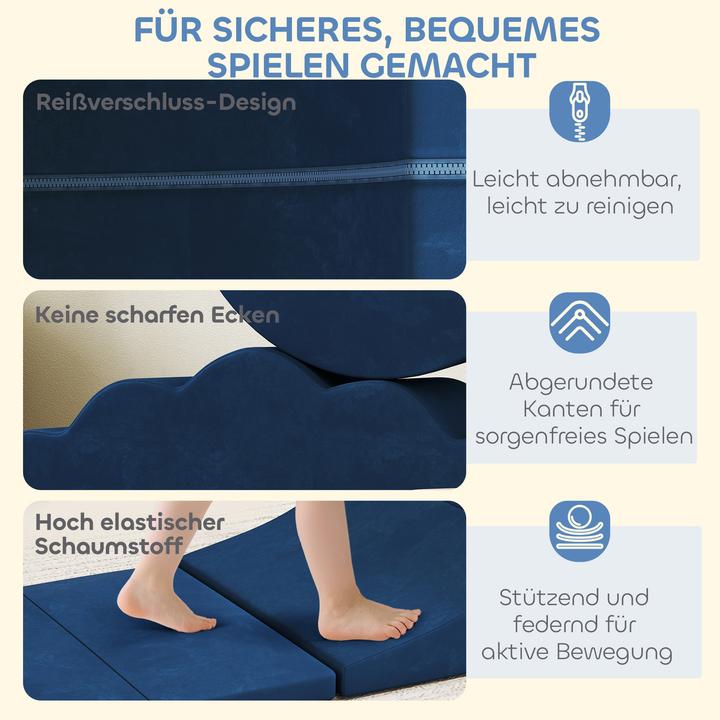 Image du produit Aiyaplay Schaumstoff Bausteine Samt, Schaumstoff Blau