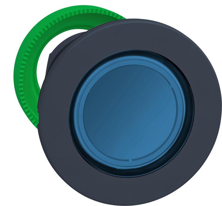 APC Elément frontal Bouton-poussoir plat, ø30mm, IP 69 K, avec LED, bleu, affleurant, à encliqueter