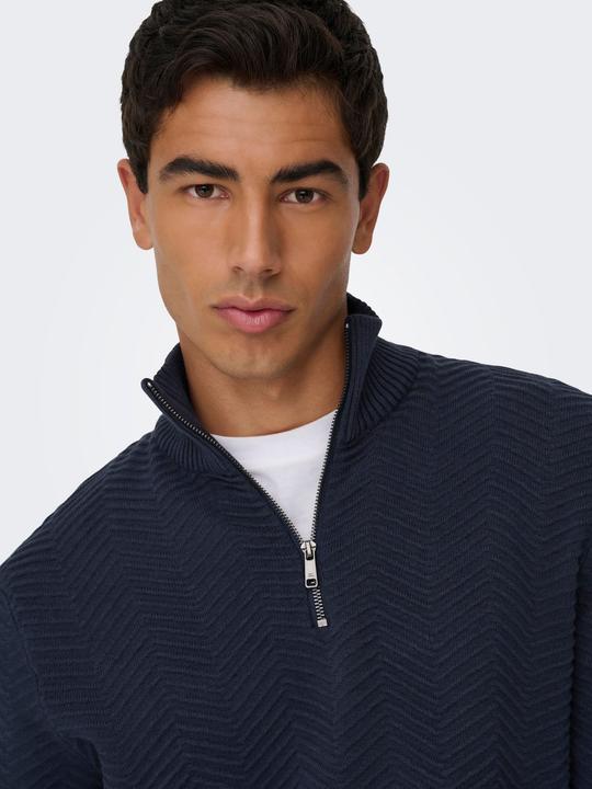 Produktbild Only & Sons Onsmace Reg 12 Herringbon Half Zip Knit (S)