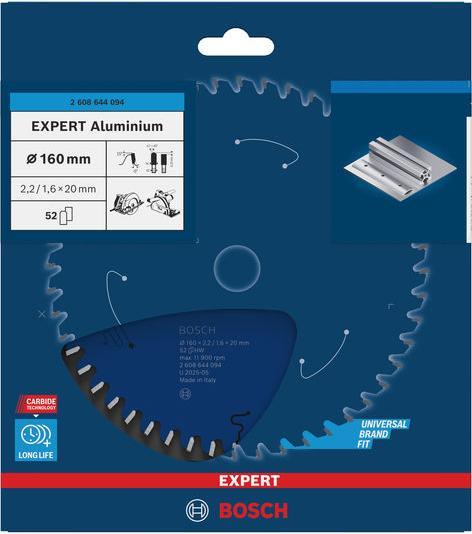Produktbild Bosch Professional Zubehör Kreissägeblatt Expert for Aluminium, 160 x 20 x 2,2 mm, 52