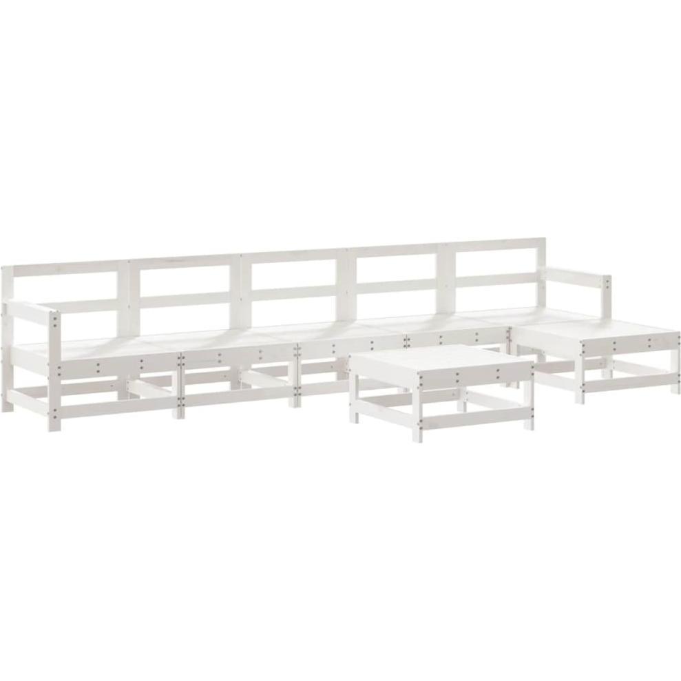 VidaXL, Gartenlounge, 7-tlg. Garten-Lounge-Set Weiss Massivholz Kiefer,Farbe