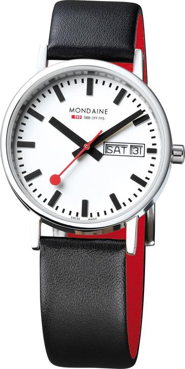 Immagine prodotto Mondaine Classic - Vegan poliert Wochentag / Datum (Orologio da polso analogico, Fatto in Svizzera, 36 mm)