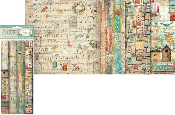 Stamperia Stoffpaket "Garden", 4er-Set, 4 Designs à 30 x 30 cm (30 x 30 cm)