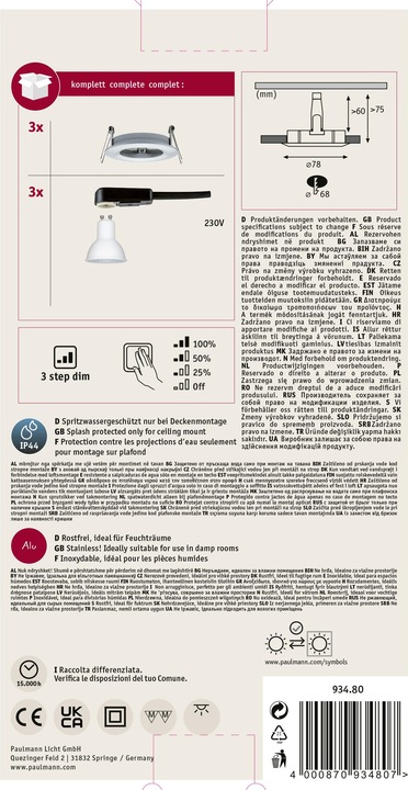 Produktbild Paulmann Einbauleuchte Nova Set (460 lm, GU10)