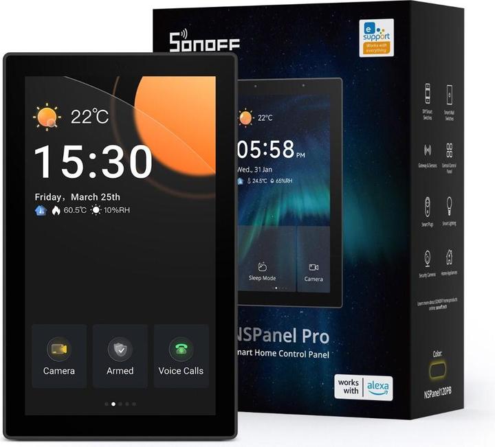 Actual product image Sonoff NSPanel Pro 120 Smart Control Panel Matter WiFi/Bluetooth/ZigBee (black)