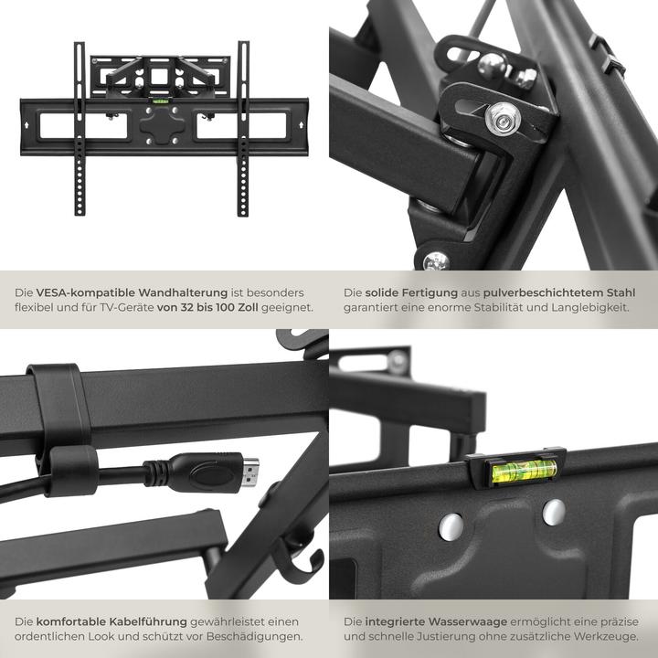 Produktbild tectake TV Wandhalterung (Wand, 100", 120 kg)