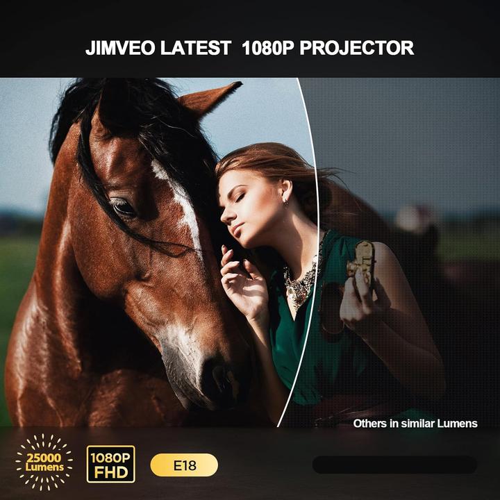 Actual product image Jimveo Mini Beamer mit 360° Rotation & Elektro-Fokus (25000 lm)