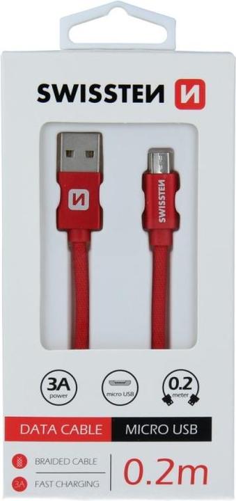 Produktbild Swissten Datenkabel Textil USB / Micro-USB 0.2 M (0.20 m, USB 3.0)