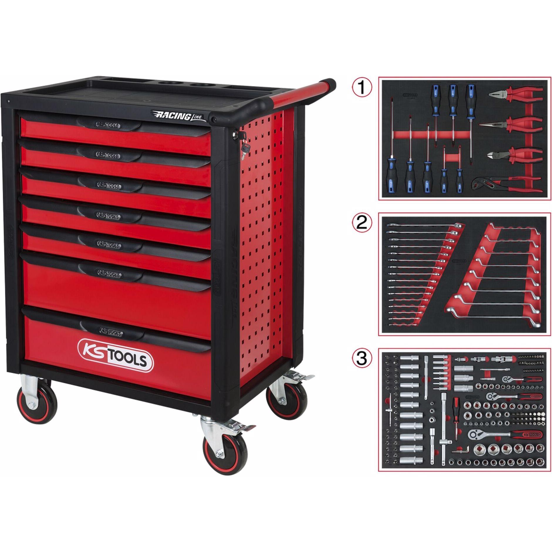 KS Tools, Werkzeugwagen + Montagewagen, RACINGline Werkstattwagen (215 x)