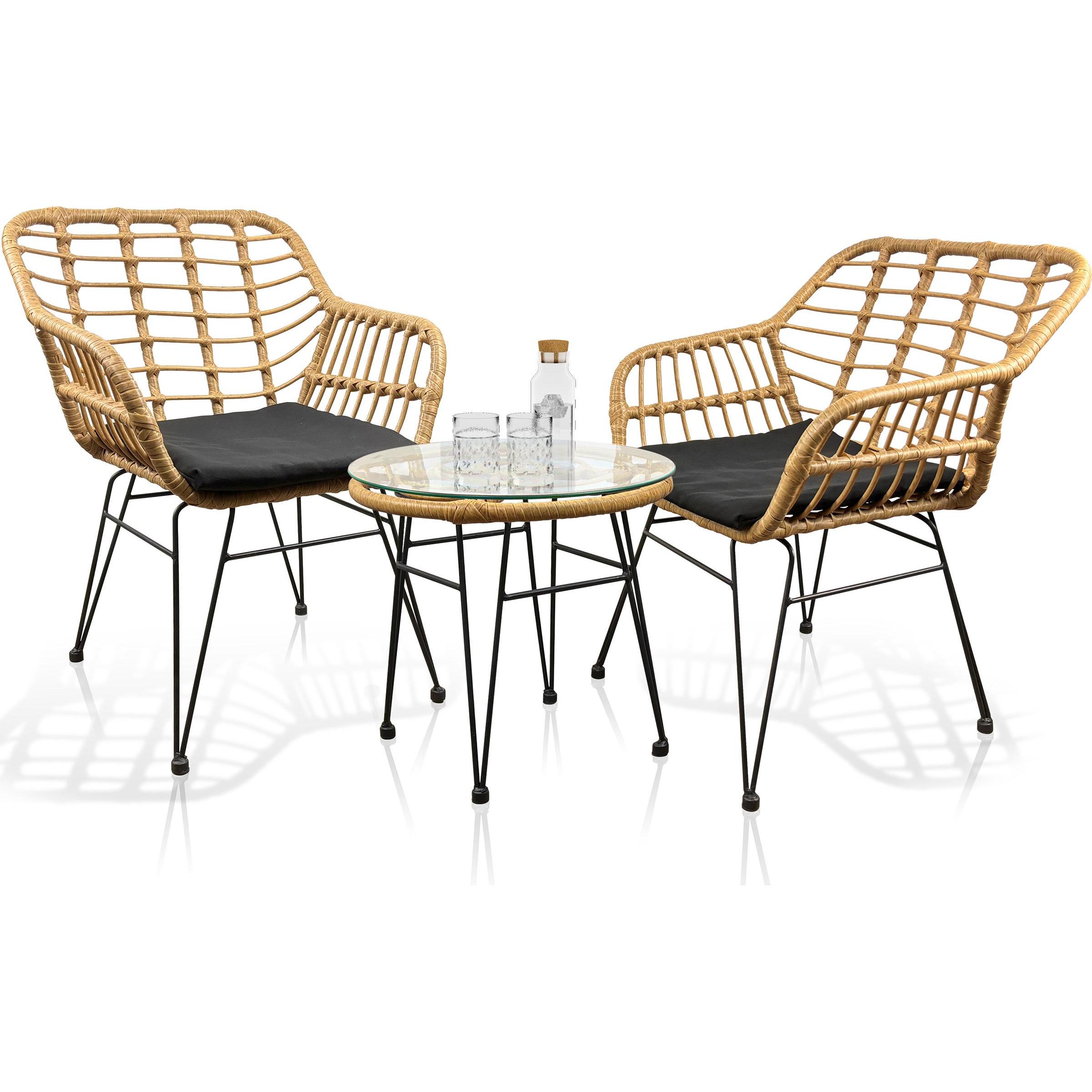 VCM, Gartentisch + Balkontisch, 5-tlg. Bistroset Lounge Balkonset Rattan (57 cm)