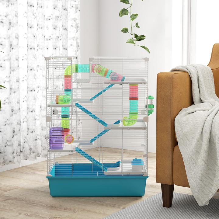 Produktbild PawHut Hamsterkäfig Metall, Kunststoff Hellblau