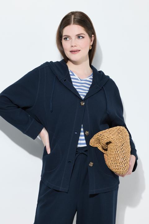 Produktbild Ulla Popken Sweatjacke, Waffelstruktur, Kapuze (60)