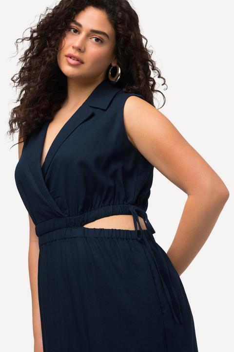 Produktbild Ulla Popken Maxikleid, Leinenmix, A-Linie, Reverskragen, ärmellos (50, 52)
