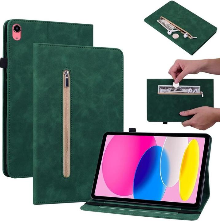 Actual product image Cover-Discount iPad 2022 (10.Gen) - protective cover with zipper bag green (iPad 2022 (10th Gen))