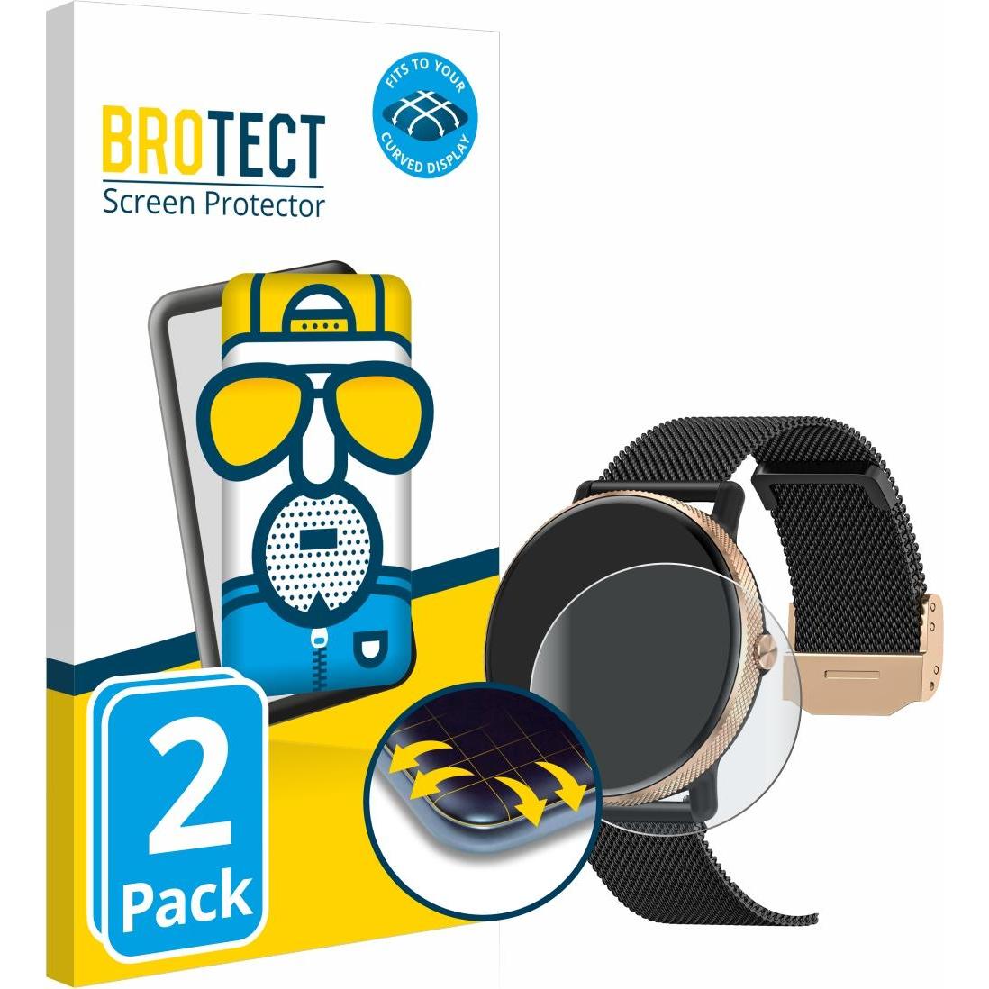 BROTECT Full-Screen Displayschutz Matt, Smartwatch Schutzfolie, Grau
