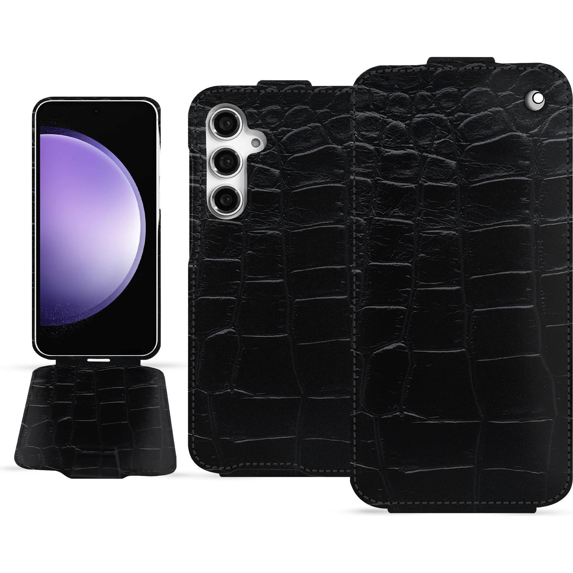 Thumbnail - Noreve Lederschutzhülle vertikal (Samsung Galaxy S23 FE), Smartphone Hülle, Schwarz