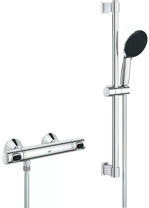 Produktbild Grohe Precision Flow QuickFix Thermostat-Duscharmatur und Vitalio Start 110 Brausestangenset, Länge 600mm