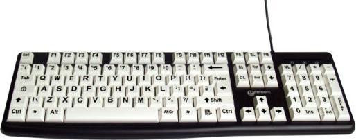 Actual product image Geemarc Keyboard KBSV3 USB German, QWERTZ White, Black Extra large keys, multimedia keys, connector (DE, Cable)