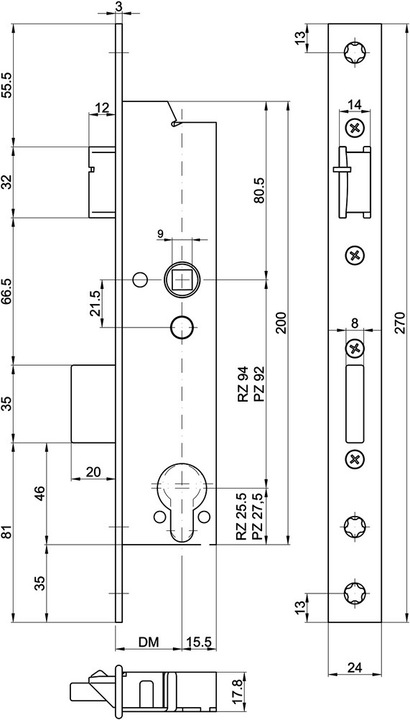 Actual product image MSL Tubular frame panic safety mortise lock DELTA 19544 PE-SV (Mortise lock)