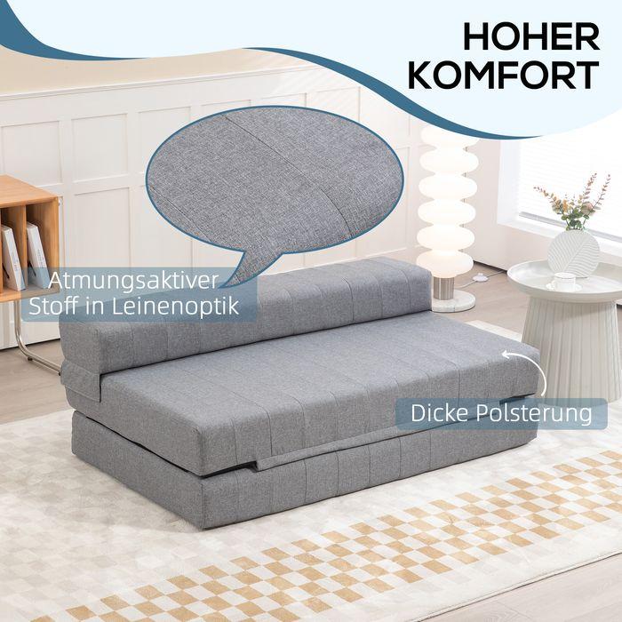 Produktbild Swisshandel24 Klappsessel mit Bettfunktion, Gästebett, faltbar, bis 250 kg, 138x80x50 cm, Grau (2-Sitzer)