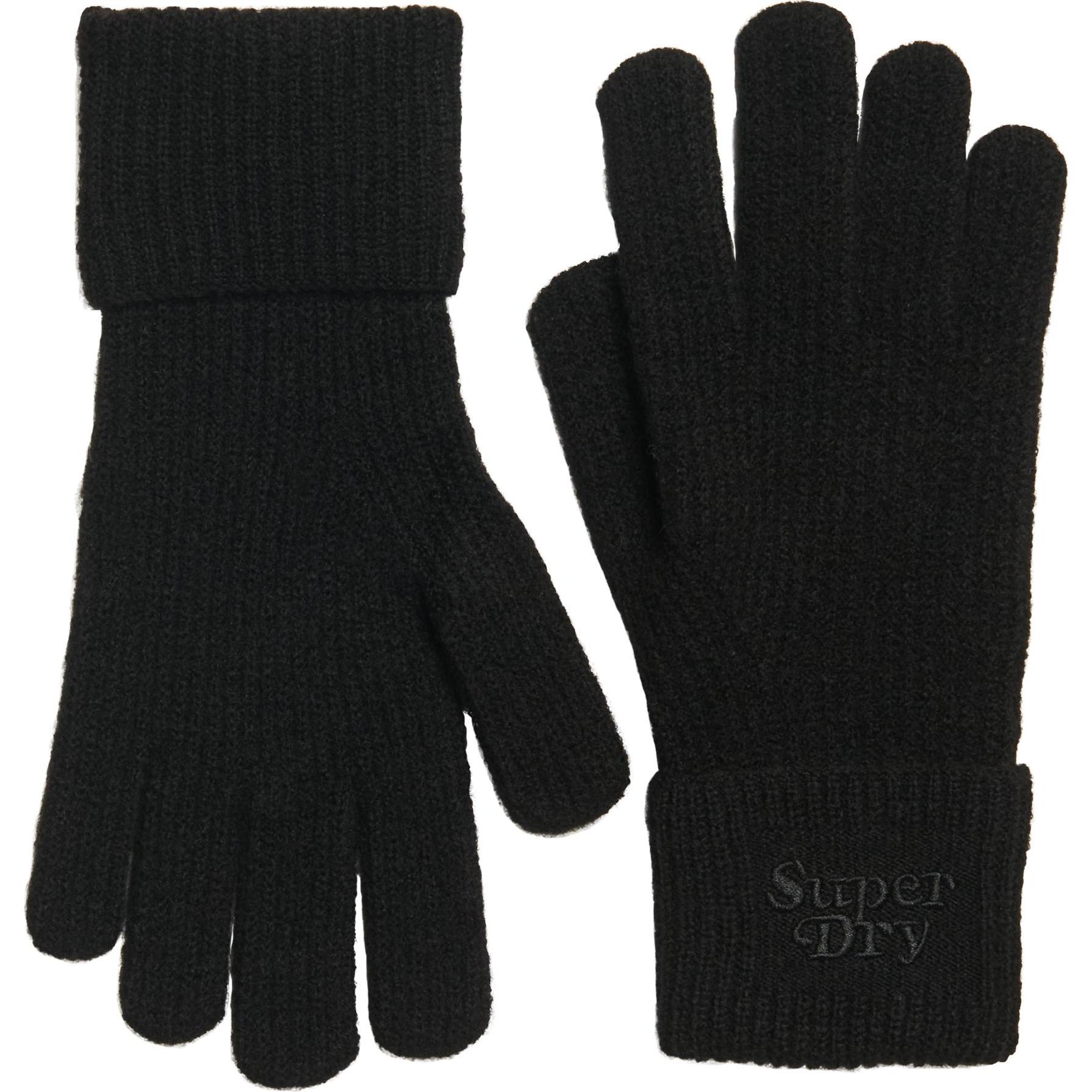 Superdry, Herren, Handschuhe, gestrickte handschuhe kind soft rib, Schwarz, (One Size)