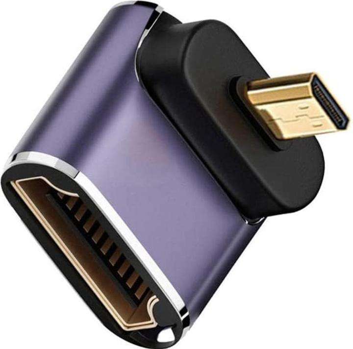 Actual product image PowerGuard Micro HDMI to HDMI 2.1 90 Degree Angle Down Adapter (Micro HDMI)