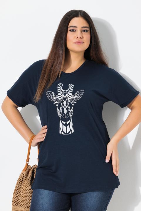 Produktbild Ulla Popken T-Shirt, Tiermotiv, Oversized, V-Ausschnitt, Halbarm (42, 44)