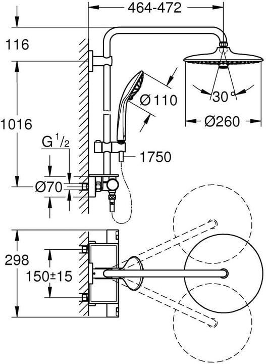 Produktbild Grohe Kopfbrausesystem Vitalio Joy 260