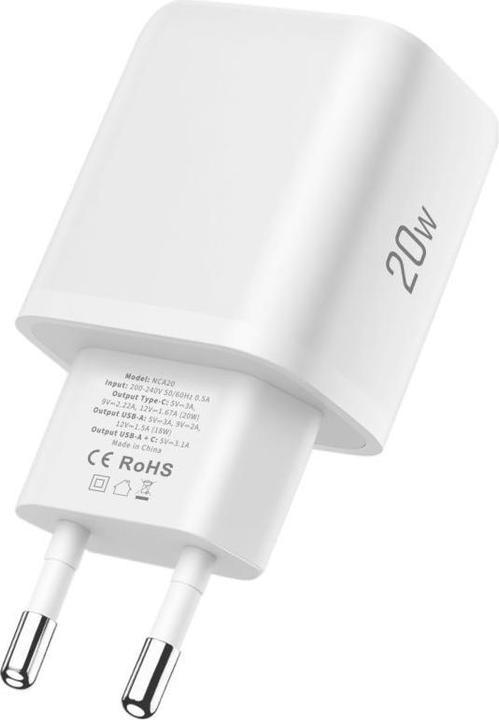 Produktbild Tech-Protect NCA20 PD 20W QC3.0 USB-A / USB-C Wandladegerät - Weiss (20 W)