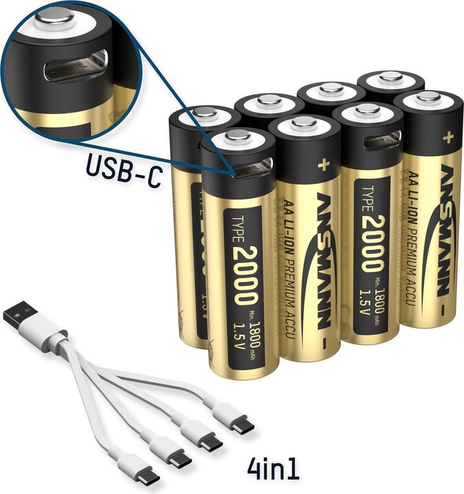 Actual product image Ansmann 1312-0039 Mignon (AA) rechargeable lithium battery 1800 mAh 1.2 V 8 pcs. (8 pcs., AA, 1800 mAh)