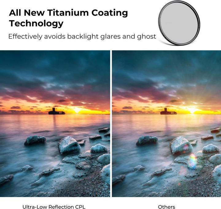 Image du produit K&F Concept 82MM Ultra Low Refl. CPL Filter Super Slim Green Coated, HD, Waterproof, AntiScratch (Nano-X Series) (82 mm)