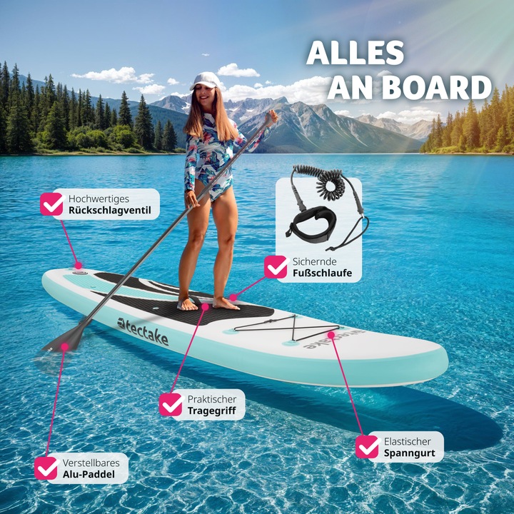 Produktbild tectake Stand-Up Paddle Board Zenon, 2in1 aufblasbar, Komplettset