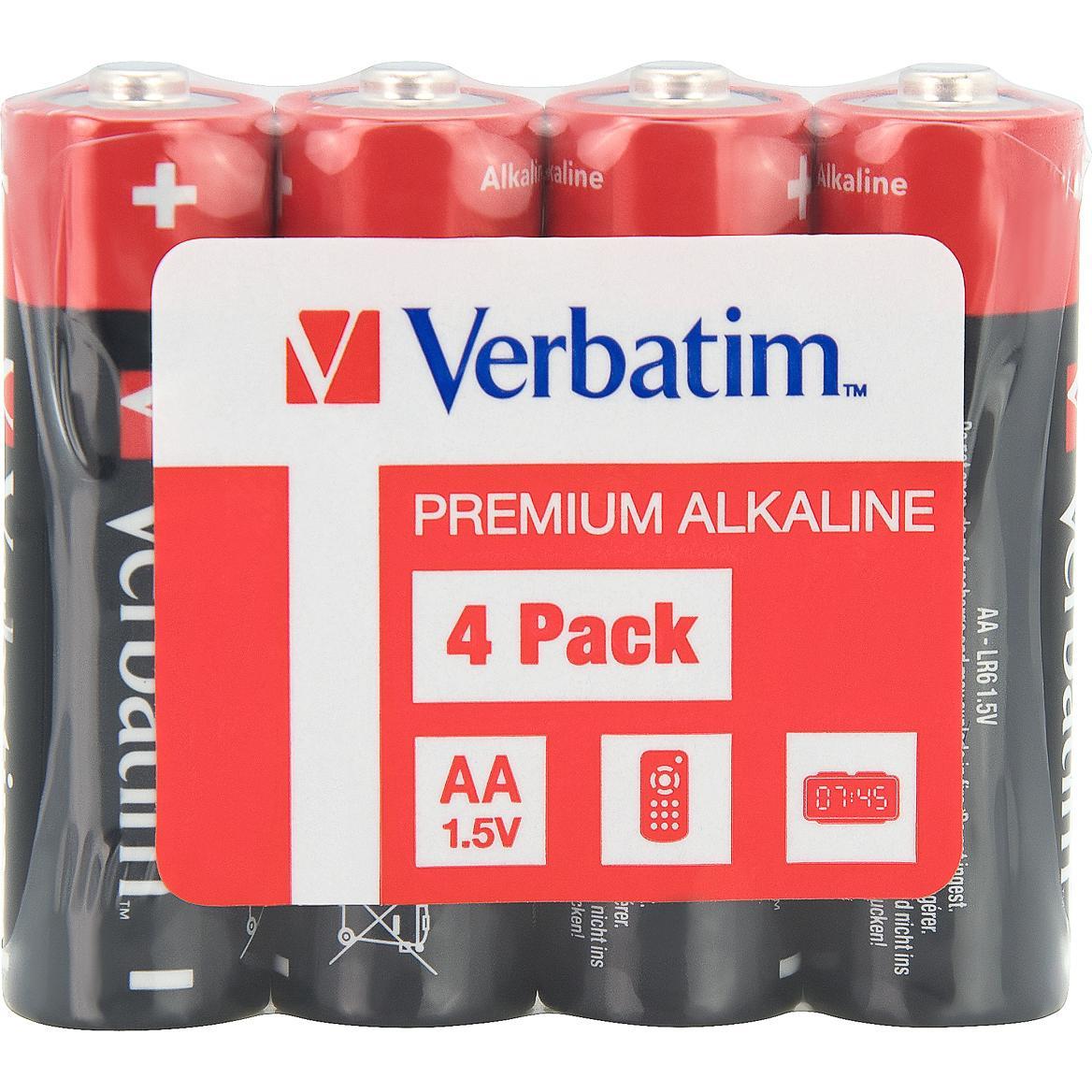 Verbatim Batterie 4 x AA / LR6 - Alkalisch (4 Stk., AA), Batterien + Akkus
