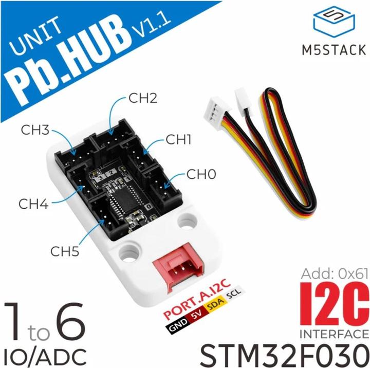 Immagine prodotto M5Stack Scheda di espansione I/O Hub da 1 a 6 STM32F0