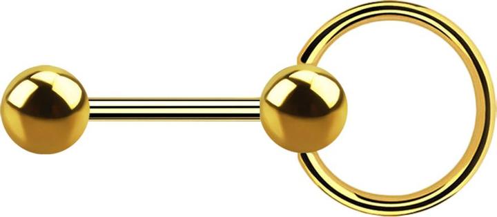 Produktbild Star Piercing Barbell vergoldet mit Kugel und Kugel Ball Closure Ring (ohne Messing, Chirurgenstahl 316L)
