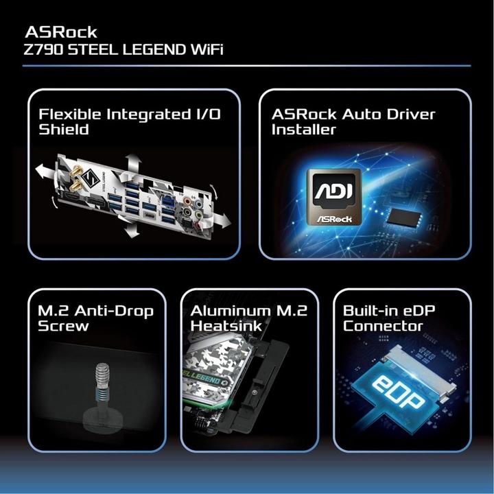 Productafbeelding AsRock Z790 STEEL LEGEND WIFI ATX Intel DDR5 So.1700 retail (LGA 1700, Intel Z790, ATX)