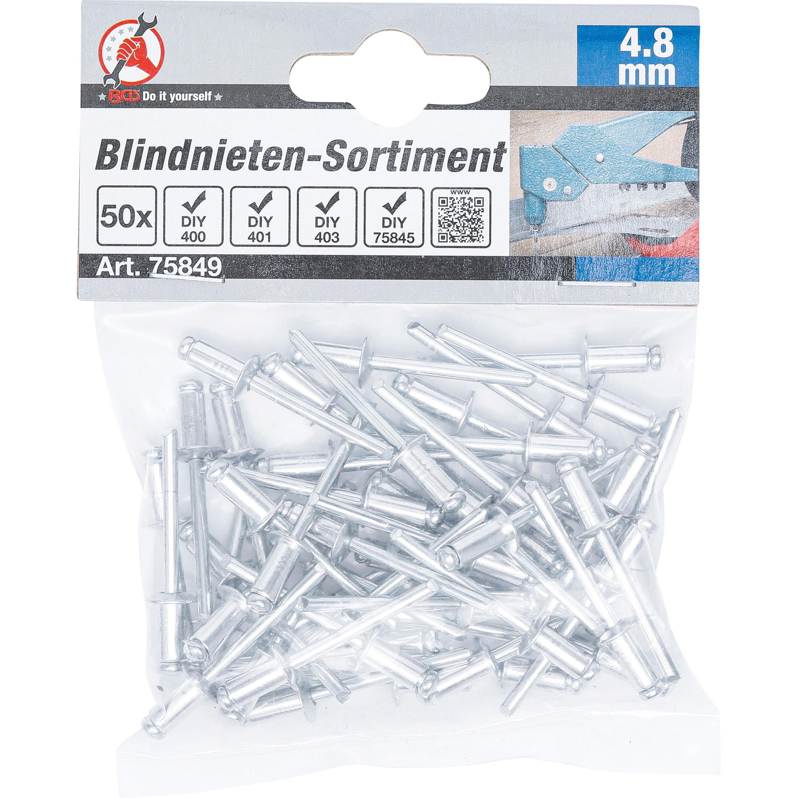 Thumbnail - BGS, Nieten, Blindnieten-Sortiment Ø 4,8 mm 50-tlg.