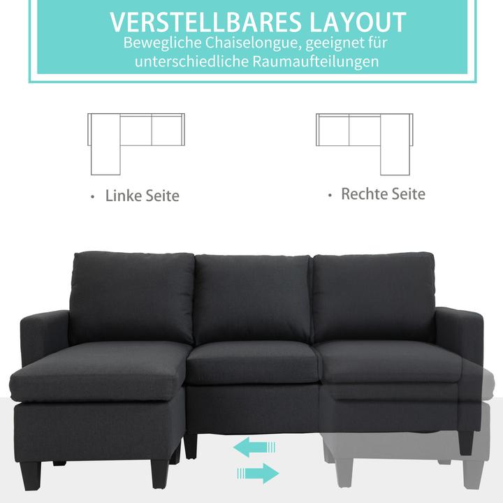 Produktbild Homcom 3-Sitzer-Sofa mit zwei Liegesesseln und einer Chaiselounge (3-Sitzer)